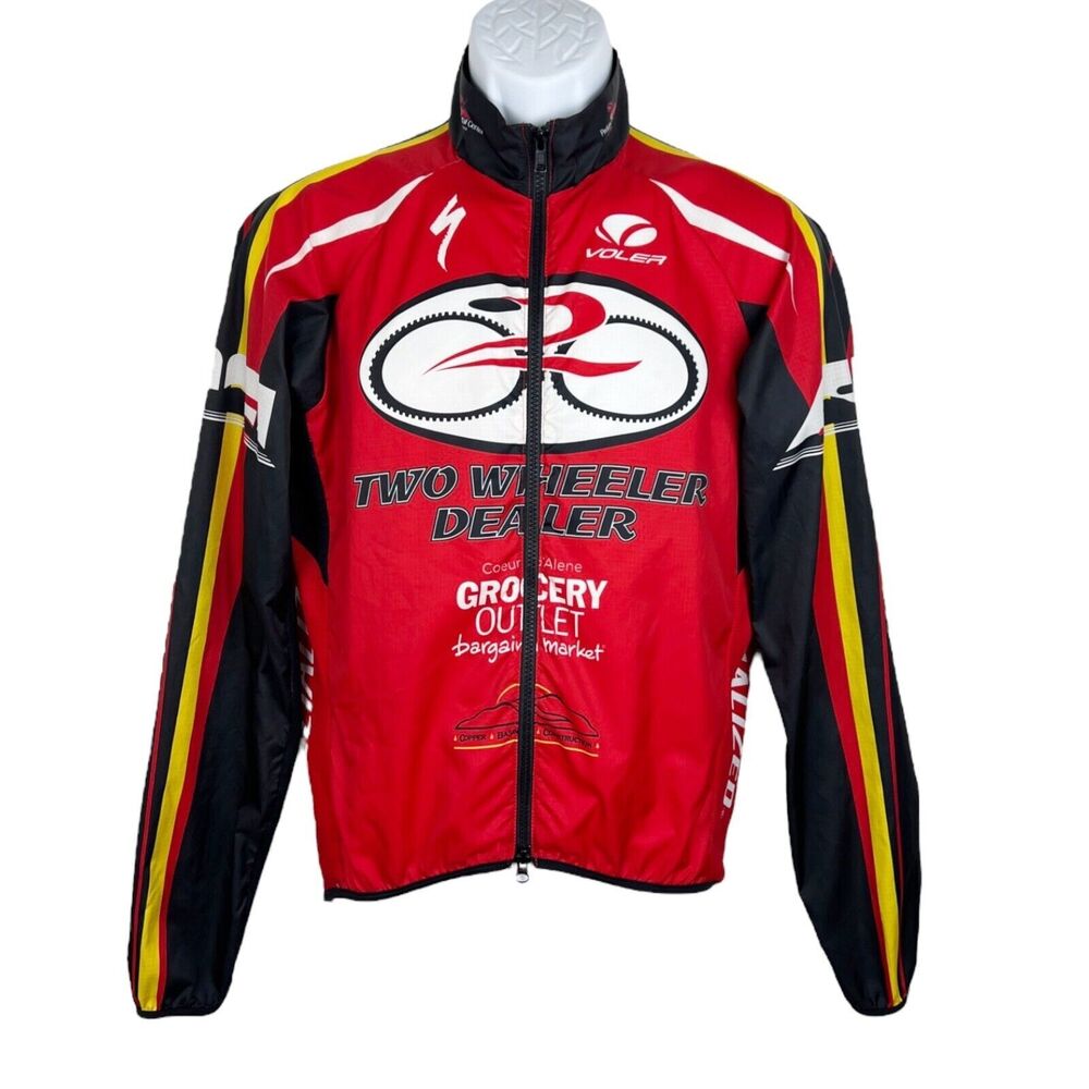 Voler Cycling Jacket Men Small Red Black Zip Up Raglan Bike Active Lightweight